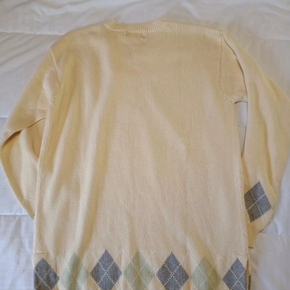 Woods & Gray argyle light yellow sweater 100% cotton size M - Picture 2 of 4